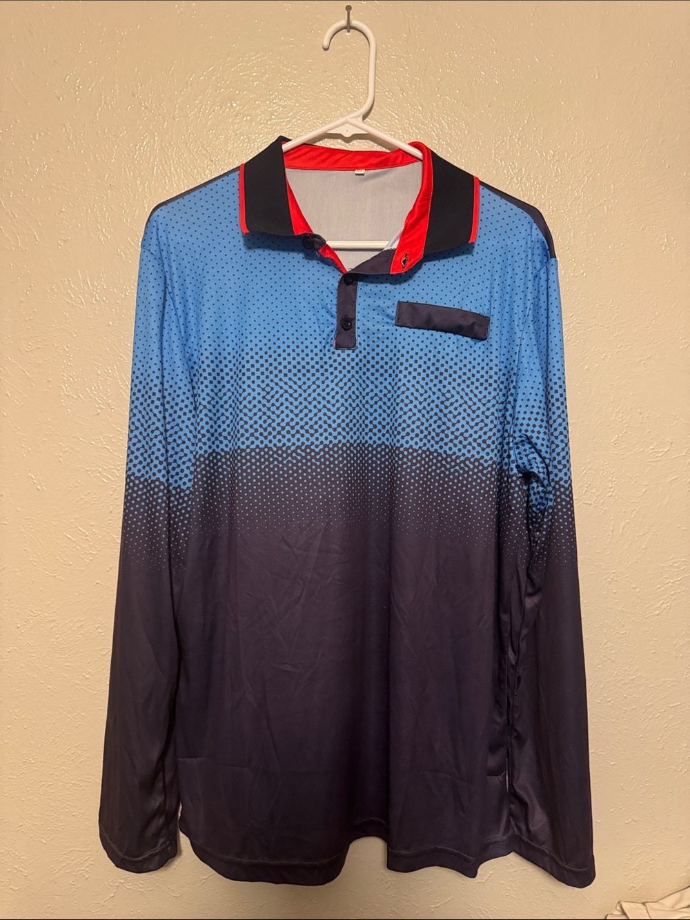 Long Sleeve Performance Polo Shirt - Blue/Black